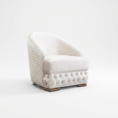 Armchair 1-Seater White Chesterfield Relax Italian Furniture Setup