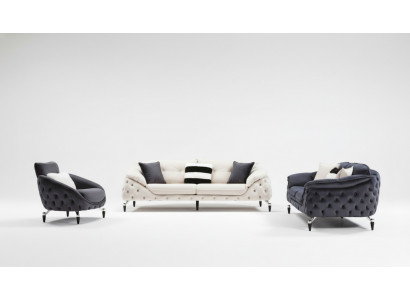 Chesterfield couch with wood textile sofa set 3-3-1 seat cushion