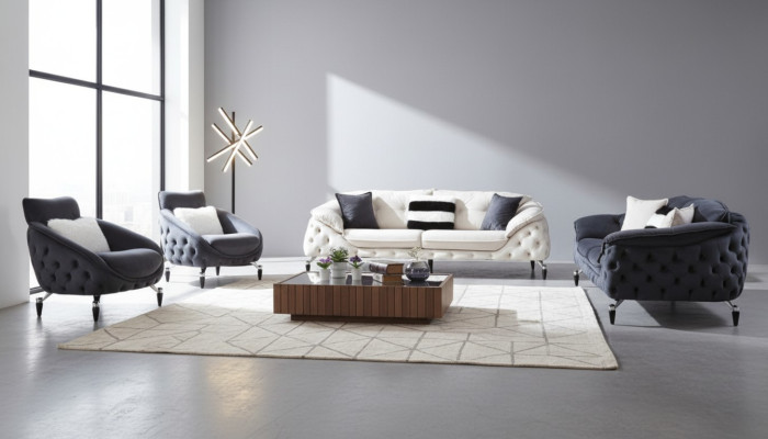 Chesterfield Armchair 1 Seater Black Living Room Luxury Design
