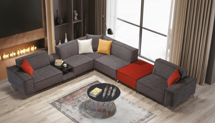 Corner sofa couch living landscape gray fabric couches sofa upholstery corner set new