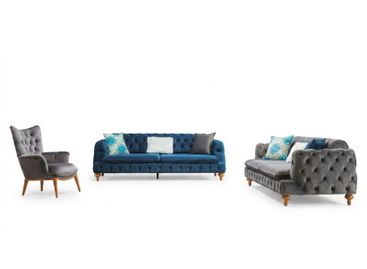 Sofa set couch 3+3+1 seater Chesterfield armchair furniture upholstery set multicolor