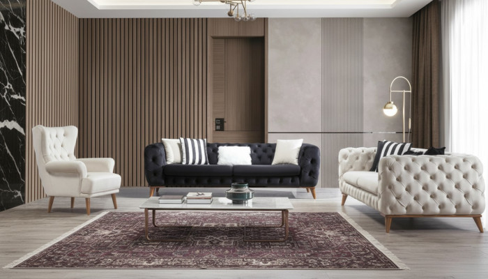 Sofa 3-seater black luxury furniture Chesterfield sofa bed 3-seater