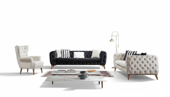 Sofa 3-seater black luxury furniture Chesterfield sofa bed 3-seater