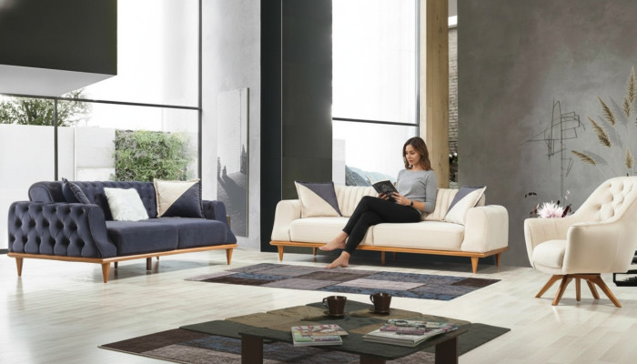 Luxury Sofa Set Soft Couch Textile Fabric Sofa Set 3-3-1 Seater Furniture