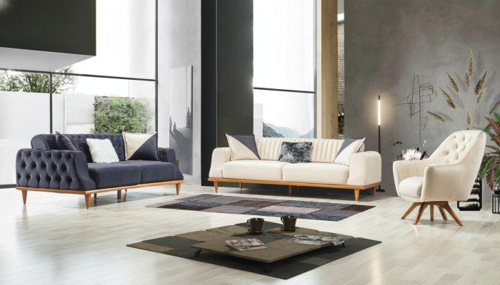 Luxury Sofa Set Soft Couch Textile Fabric Sofa Set 3-3-1 Seater Furniture