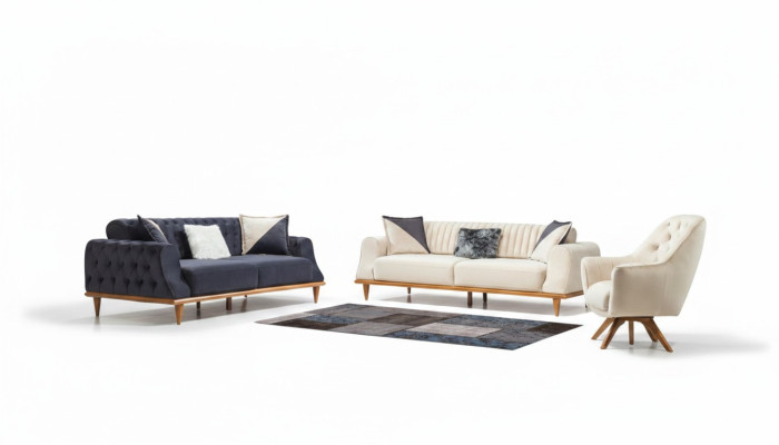Luxury Sofa Set Soft Couch Textile Fabric Sofa Set 3-3-1 Seater Furniture