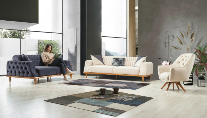 Beige armchair 1-seater living room classic design Chesterfield