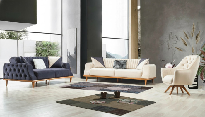 Beige armchair 1-seater living room classic design Chesterfield