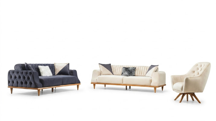 Beige armchair 1-seater living room classic design Chesterfield