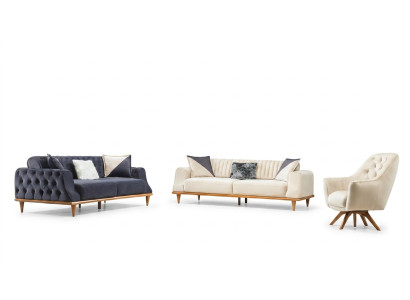 Beige armchair 1-seater living room classic design Chesterfield