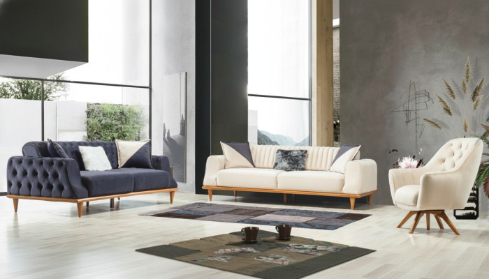 3-seater beige sofa living room elegant design Chesterfield Italian style