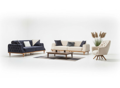 3-seater beige sofa living room elegant design Chesterfield Italian style