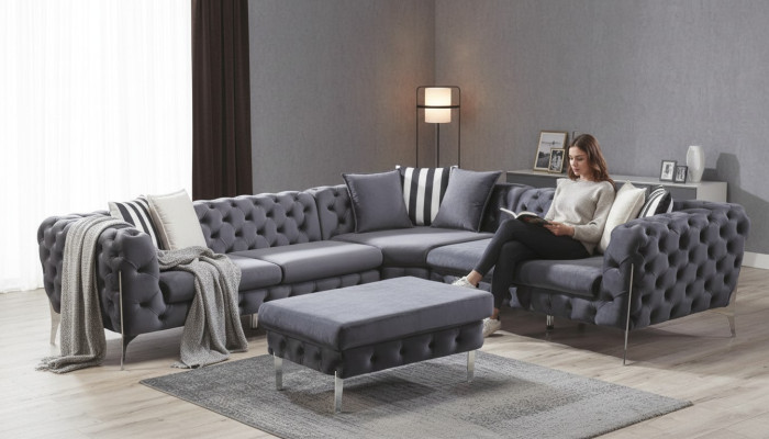 Blue Stool Living Room Chesterfield Elegant Furniture Italian Style