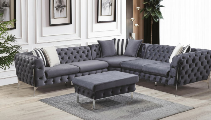 Blue Stool Living Room Chesterfield Elegant Furniture Italian Style