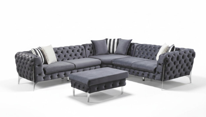 Blue Stool Living Room Chesterfield Elegant Furniture Italian Style