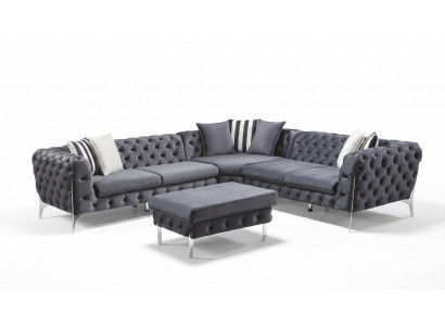Blue Stool Living Room Chesterfield Elegant Furniture Italian Style