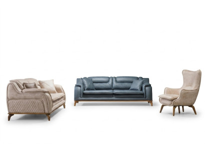 Sofa set 3+3+1 seater blue armchair luxury leather sofa couch furniture Western style