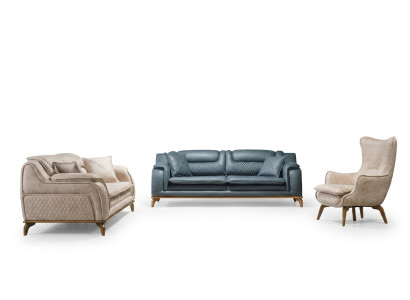 Beige Sofa 3-Seater Living Room Classic Design Chesterfield Elegant Style New