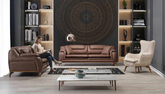 Design Sofa Couch Sofa Set 3+3+1 Seater Set Upholstered Set Leather Sofa Couches
