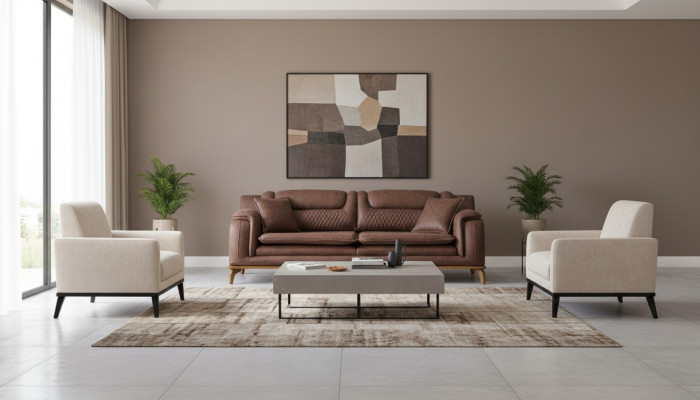 Design Sofa Couch Sofa Set 3+3+1 Seater Set Upholstered Set Leather Sofa Couches