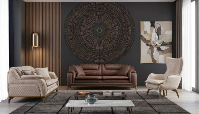 Sofa Brown 3-seater Living Room Classic Design Luxury Italian Style 3-seater