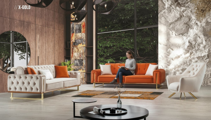 Luxury Furniture US Style Chesterfield Sofa Set Couch Multicolored Sofa
