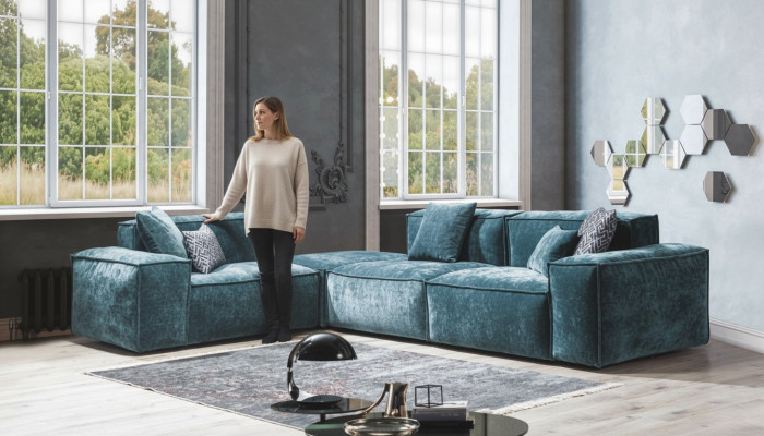 L-shaped sectional sofa blue living landscape design couches furniture sofa couch