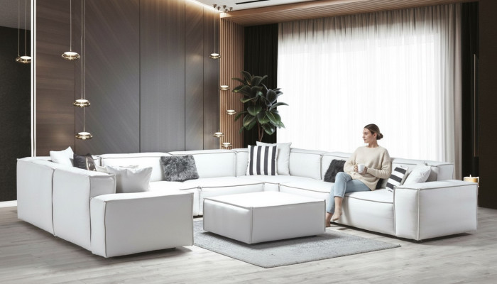 Corner sofa U-shape white living landscape couch upholstery corner set corner set sofa