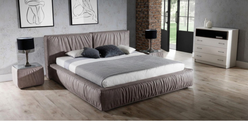 Bed brown bedroom wood furniture textile classical art deco style