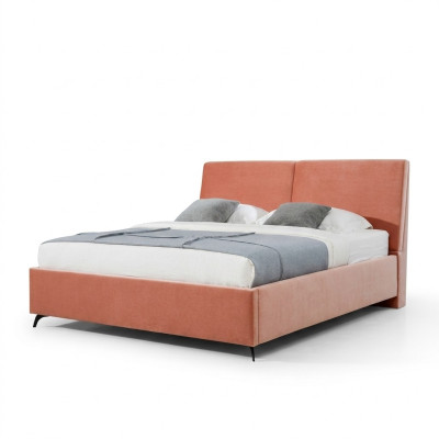 Bed Pink Bedroom Wood Furniture Textile Hotel Beds Art Deco Style