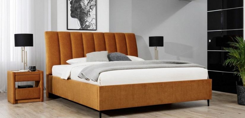 Orange bed bedroom upholstery furniture textile modern style beds