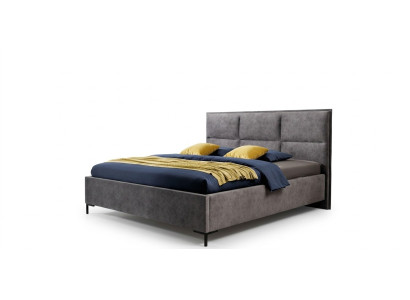 Bed, gray, bedroom, wood, furniture, textile, classical Art Deco style