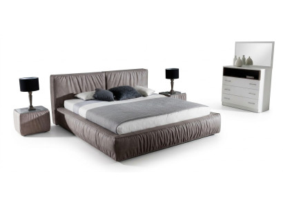 Bedroom set brown bed nightstand elegant design modern wood furniture 3-piece set