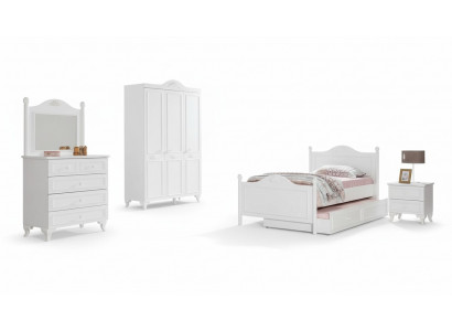 Teenager bedroom country style hotel guestroom furniture complete set 5-piece.