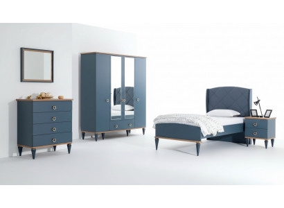 Kinderzimmer Jugendzimmer Schlafzimmer Möbel Komplett Set Modern Blaues 4tlg.