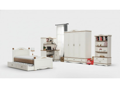 Modern bedroom youth room set bed nightstand bookshelf table 5-piece.
