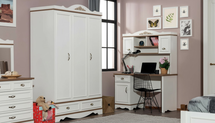 Wardrobe Luxury Classic Closet Furniture Wood Bedroom Cabinets White