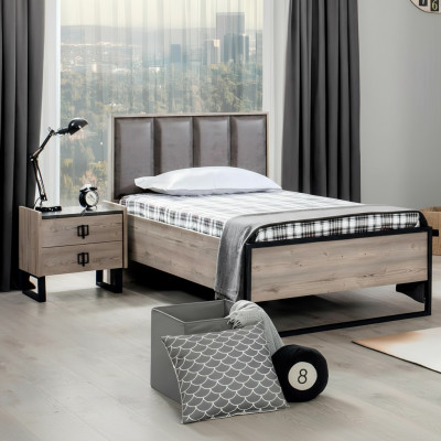 Loft Design Beds Bedroom Bed Wood with Upholstered Headboard Bed Frame New