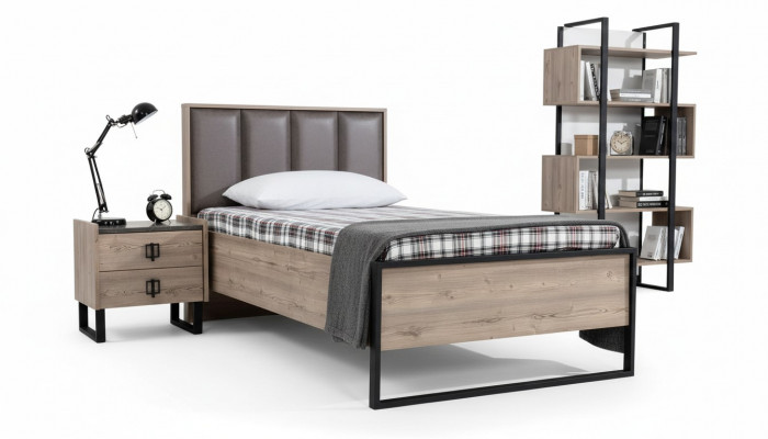 Loft Nightstand Brown Design Modern Side Table Table Bedroom Tables New