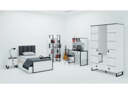 Jugendzimmer Set Bett Nachttisch Bücherregal Schreibtisch Schrank Design Modern