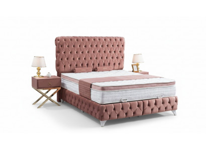 Boxspring Rosa Chesterfield Bed Elegant Design Luxury 2x Nightstands 3-piece.