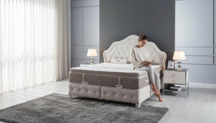 Bedroom Set White Bed Design Style Modern 2x Nightstands Box Spring 3-piece New