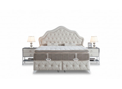 Bedroom Set White Bed Design Style Modern 2x Nightstands Box Spring 3-piece New