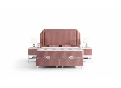 Bedroom Set Pink Metal Bed Style 2x Nightstands Modern New 3-piece set.