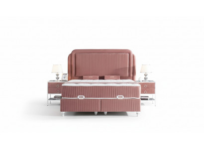 Bedroom Set Pink Metal Bed Style 2x Nightstands Modern New 3-piece set.
