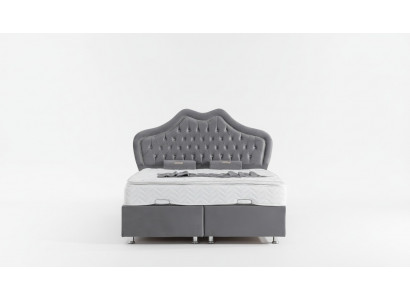 Bed Gray Double Bed Box Spring Beds Style Fabric Chesterfield 160x200