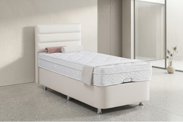 Bed Beige Single Bed Metal Modern Bedroom Beds Furniture 120x200