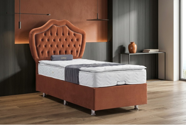 Bed Brown Single Bed Box Spring Beds Luxury Bedroom Chesterfield