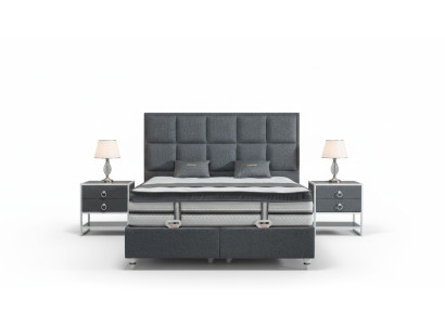 Bedroom Set Grey Bed Design Modern Luxury 2x Nightstands 3 pcs