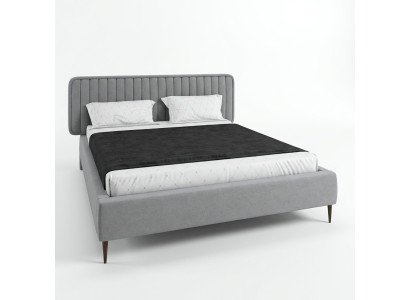 Bed Gray Double Bed Bedroom Wood Furniture Design Elegant Upholstery Fabric New